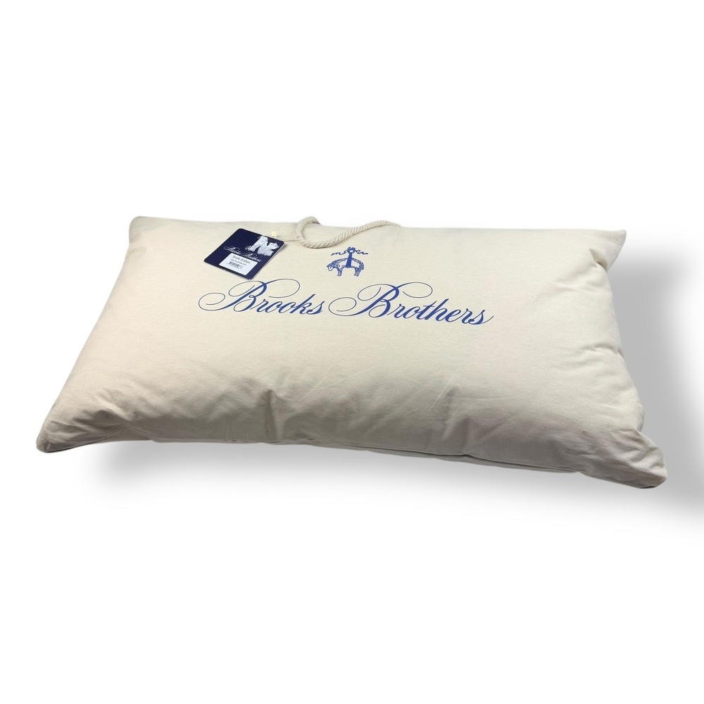 Brooks Brothers Wool King Pillow NWT 100% Wool Fill Cotton Shell Cream 20x36